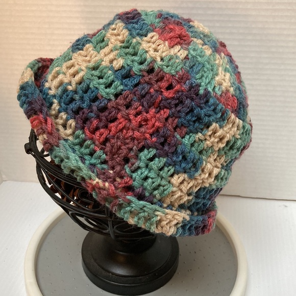 BEANIE CAP Multicolored Rainbow Handmade Crochet UNISEX One Size Fits Most - Picture 11 of 15